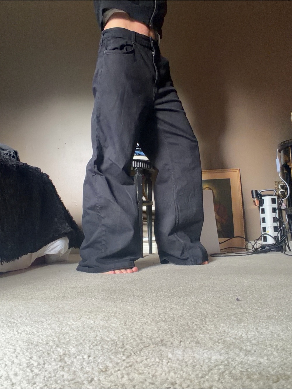 Zara Black Wide-Leg Chinos